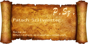 Patsch Szilveszter névjegykártya